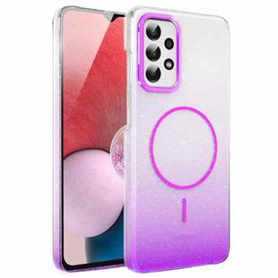 For Samsung Galaxy A13 4G Gold Diamond Glitter Gradient MagSafe Shockproof Phone Case(Purple)