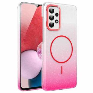 For Samsung Galaxy A13 4G Gold Diamond Glitter Gradient MagSafe Shockproof Phone Case(Red)