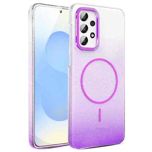 For Samsung Galaxy A23 4G / 5G Gold Diamond Glitter Gradient MagSafe Shockproof Phone Case(Purple)