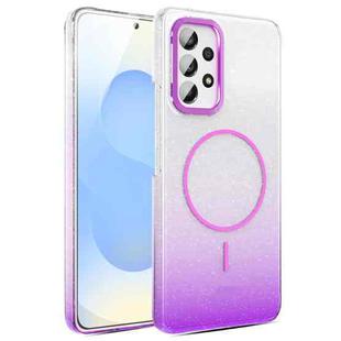 For Samsung Galaxy A53 5G Gold Diamond Glitter Gradient MagSafe Shockproof Phone Case(Purple)