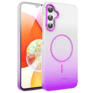 For Samsung Galaxy A14 4G / 5G Gold Diamond Glitter Gradient MagSafe Shockproof Phone Case(Purple)