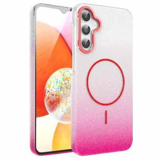 For Samsung Galaxy A14 4G / 5G Gold Diamond Glitter Gradient MagSafe Shockproof Phone Case(Red)