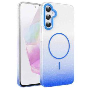 For Samsung Galaxy A34 5G Gold Diamond Glitter Gradient MagSafe Shockproof Phone Case(Blue)