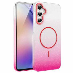 For Samsung Galaxy A54 5G Gold Diamond Glitter Gradient MagSafe Shockproof Phone Case(Red)