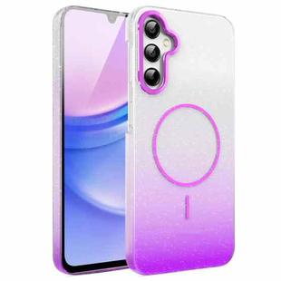 For Samsung Galaxy A15 4G / 5G Gold Diamond Glitter Gradient MagSafe Shockproof Phone Case(Purple)