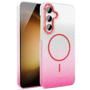 For Samsung Galaxy S23 FE 5G Gold Diamond Glitter Gradient MagSafe Shockproof Phone Case(Red)