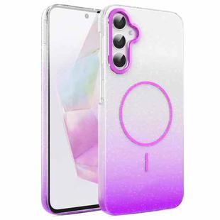 For Samsung Galaxy A35 5G Gold Diamond Glitter Gradient MagSafe Shockproof Phone Case(Purple)