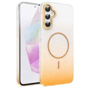 For Samsung Galaxy A35 5G Gold Diamond Glitter Gradient MagSafe Shockproof Phone Case(Gold)