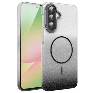 For Samsung Galaxy A55 5G Gold Diamond Glitter Gradient MagSafe Shockproof Phone Case(Black)