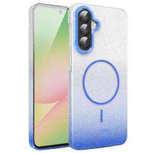 For Samsung Galaxy A55 5G Gold Diamond Glitter Gradient MagSafe Shockproof Phone Case(Blue)