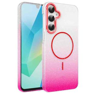 For Samsung Galaxy A16 5G Gold Diamond Glitter Gradient MagSafe Shockproof Phone Case(Red)