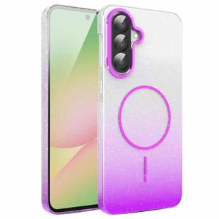 For Samsung Galaxy A56 5G Gold Diamond Glitter Gradient MagSafe Shockproof Phone Case(Purple)