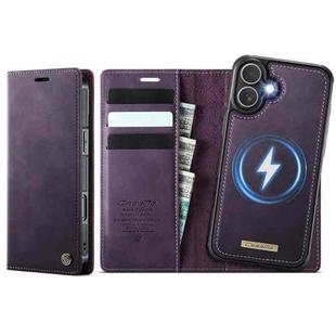 For iPhone 16 CaseMe C49 MagSafe RFID Blocking Detachable Wallet Leather Phone Case(Purple)