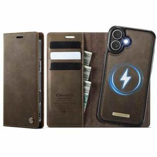 For iPhone 16 Plus CaseMe C49 MagSafe RFID Blocking Detachable Wallet Leather Phone Case(Coffee)