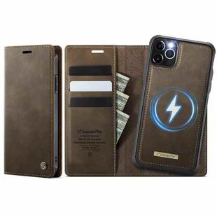For iPhone 11 Pro Max CaseMe C49 MagSafe RFID Blocking Detachable Wallet Leather Phone Case(Coffee)