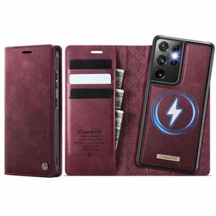 For Samsung Galaxy S21 Ultra 5G CaseMe C49 Magnetic RFID Blocking Detachable Wallet Leather Phone Case(Red)