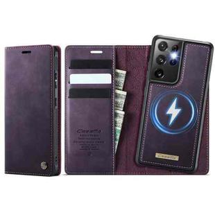 For Samsung Galaxy S21 Ultra 5G CaseMe C49 Magnetic RFID Blocking Detachable Wallet Leather Phone Case(Purple)