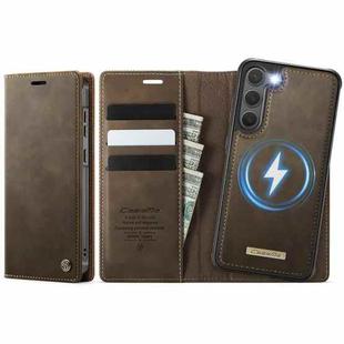 For Samsung Galaxy S23 5G CaseMe C49 Magnetic RFID Blocking Detachable Wallet Leather Phone Case(Coffee)
