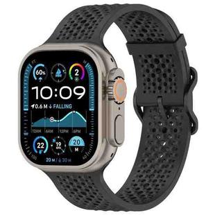 For Apple Watch 46mm / 49mm / 45mm / 44mm Breathable Holes Silicone Watch Band(Black)