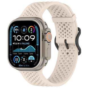 For Apple Watch 46mm / 49mm / 45mm / 44mm Breathable Holes Silicone Watch Band(Starlight)