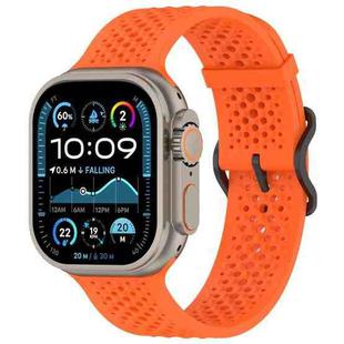 For Apple Watch 46mm / 49mm / 45mm / 44mm Breathable Holes Silicone Watch Band(Orange)