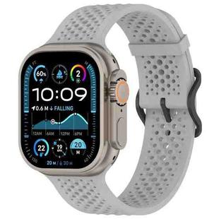 For Apple Watch 46mm / 49mm / 45mm / 44mm Breathable Holes Silicone Watch Band(Cloudy Gray)