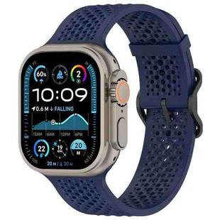 For Apple Watch 46mm / 49mm / 45mm / 44mm Breathable Holes Silicone Watch Band(Midnight Blue)