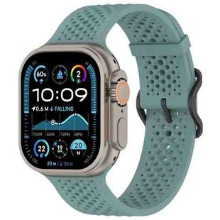 For Apple Watch 46mm / 49mm / 45mm / 44mm Breathable Holes Silicone Watch Band(Olive Green)