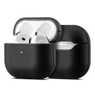 For AirPods 4 Crazy Horse Genuine Leather Earbuds Protective Case(Black)