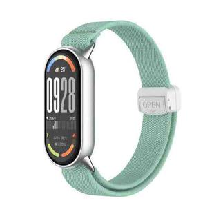 For Xiaomi Smart Band 10 / 9 / 8 Metal Head Magnetic Plastic Buckle Elastic Nylon Watch Band(Aqua)