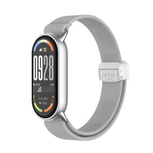 For Xiaomi Smart Band 10 / 9 / 8 Metal Head Magnetic Plastic Buckle Elastic Nylon Watch Band(Sea Shell)