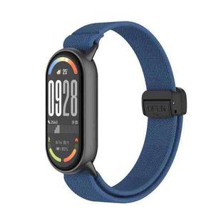 For Xiaomi Smart Band 10 / 9 / 8 Metal Head Magnetic Plastic Buckle Elastic Nylon Watch Band(Cold Blue)