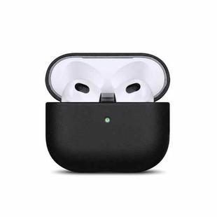 For AirPods Pro 2 Full-grain Genuine Leather Earbuds Protective Case(Black)