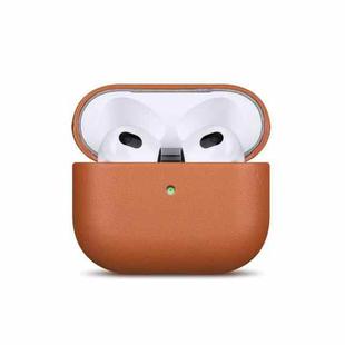 For AirPods 2 / 1 Full-grain Genuine Leather Earbuds Protective Case(Brown)