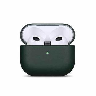 For AirPods Pro Full-grain Genuine Leather Earbuds Protective Case(Fir Green)