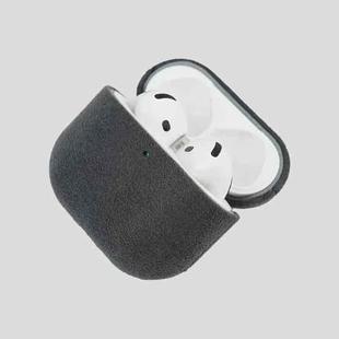 For AirPods Pro 2 Nubuck Genuine Leather Earbuds Protective Case(Dark Gray)