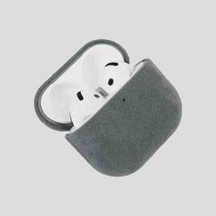 For AirPods Pro 2 Nubuck Genuine Leather Earbuds Protective Case(Light Gray)