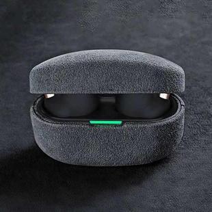 For Sony WF-1000 XM5 Suede Flip Leather Bluetooth Headset Protective Case(Light Gray)