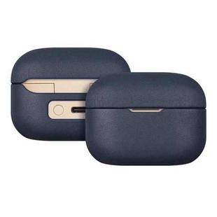 For  Sony LinkBuds S Grained Genuine Leather Bluetooth Headset Protective Case(Dark Blue)