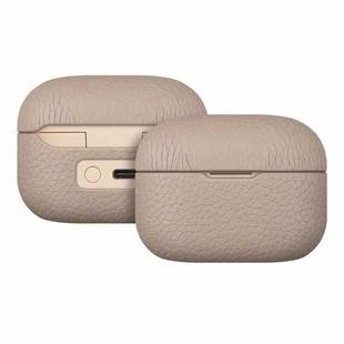For  Sony LinkBuds S Litchi Print Genuine Leather Bluetooth Headset Protective Case(Khaki)
