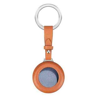 For Airtag Genuine Leather Shockproof Anti-scratch Protective Case Cover with Keychain(Orange)