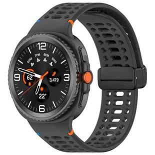 For Samsung Galaxy Watch8 40 / 44mm Magnetic Black Buckle Breathable Stitched Silicone Watch Band(Gray)