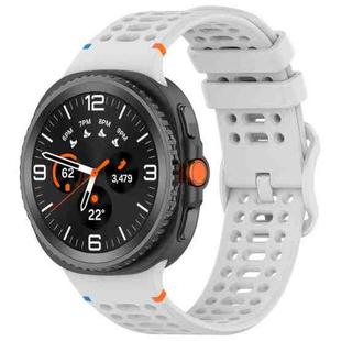 For Samsung Galaxy Watch8 40 / 44mm Eight-shaped Buckle Breathable Stitched Silicone Watch Band(Light Gray)