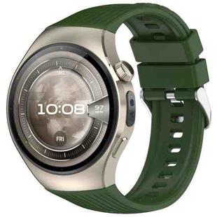 For Huawei Watch 5 42mm Vertical Solid Color Silicone Watch Band(Army Green)