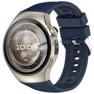 For Huawei Watch 5 46mm Vertical Solid Color Silicone Watch Band(Dark Blue)