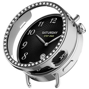 For Xiaomi Watch S4 41mm Single Row Diamond Half Coverage Hollow TPU Watch Cover(Silver)