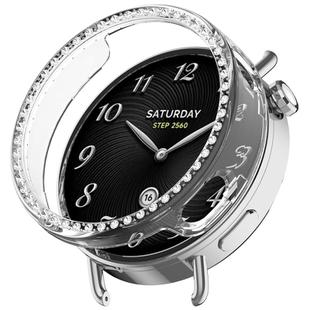 For Xiaomi Watch S4 41mm Single Row Diamond Half Coverage Hollow TPU Watch Cover(Transparent)