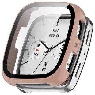 For Amazfit Active 2 Square Tempered Film Integrated PC Watch Protective Cover(Pink)