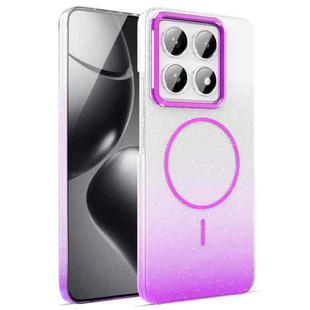 For Xiaomi 14T Gold Diamond Glitter Gradient MagSafe Shockproof Phone Case(Purple)