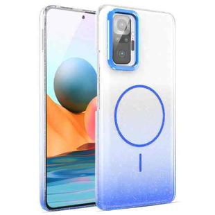 For Xiaomi Redmi Note 10 Pro Gold Diamond Glitter Gradient MagSafe Shockproof Phone Case(Blue)